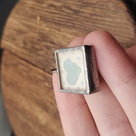 Shadowbox heart cottage core sterling silver pendant - Picture 2 of 2